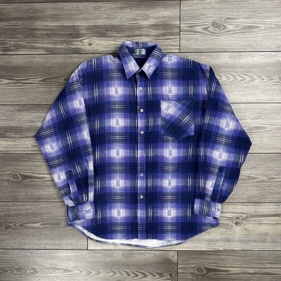 Y2K Shadow Plaid Flannel Button Up Shirt - Picture 1 of 3